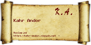 Kahr Andor névjegykártya