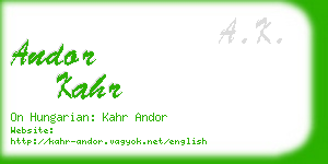 andor kahr business card